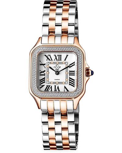 Gv2 Milan 27.5Mm Two-Tone Stainless Steel & Diamond Bracelet Watch - White