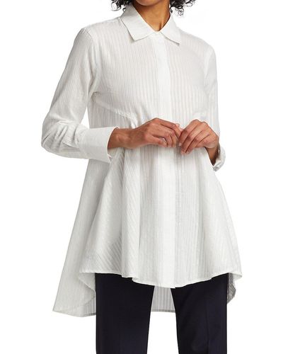 Donna Karan Pinstripe Iconic Seamed Tunic - White