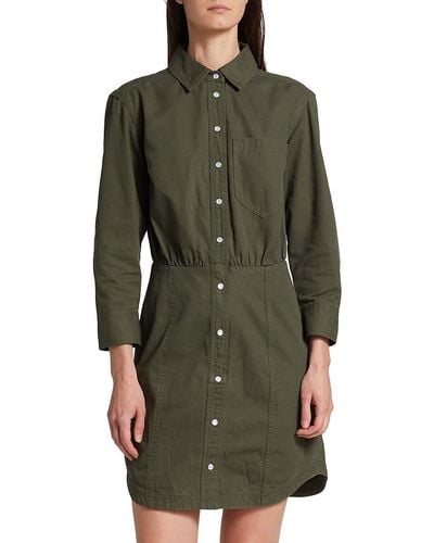 Veronica Beard Keston Twill Mini Shirt Dress - Green
