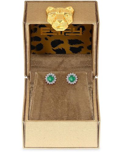 Effy Radiant Value 14k White Gold, Emerald & Diamond Stud Earrings - Blue