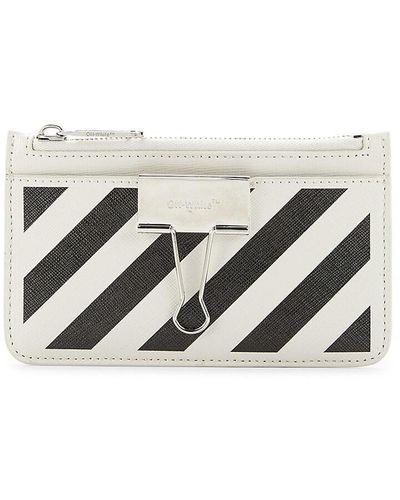 Off-White c/o Virgil Abloh Striped Leather Card Case - Gray