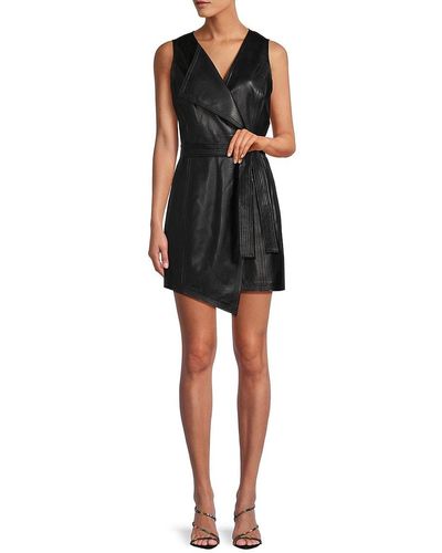 BCBGMAXAZRIA Layla Belted Faux Leather Mini Dress - Black