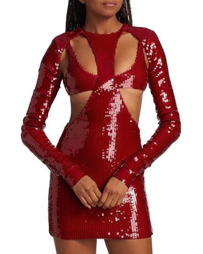LAQUAN SMITH Sequin Cutout Mini Dress - Red
