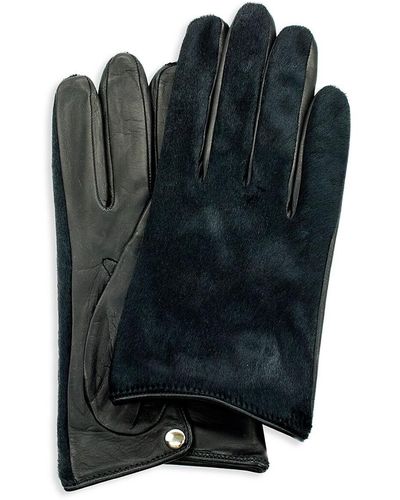 Portolano Haircalf Fur & Nappa Leather Gloves - Black