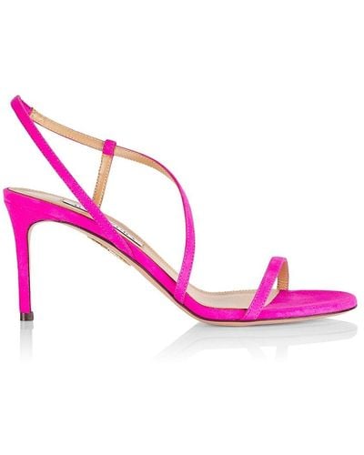 Aquazzura Sleek 75Mm Strappy Suede Sandals - Pink