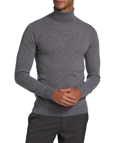 Saks Fifth Avenue Saks Fifth Avenue Lightweight Cashmere Turtleneck Sweater - Gray