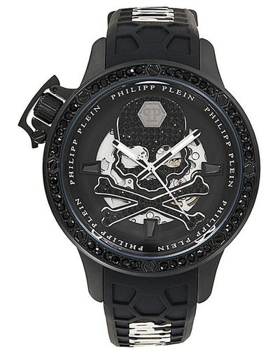 Philipp Plein Plein Rich 46mm Black Ip Stainless Steel & Silicone Strap Watch