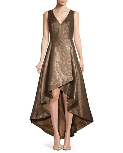 Calvin Klein Metallic High-low Gown - Brown