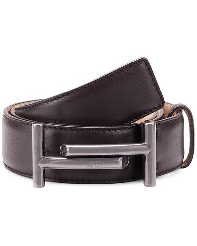 Tod's Logo Buckle Leather Belt - Brown