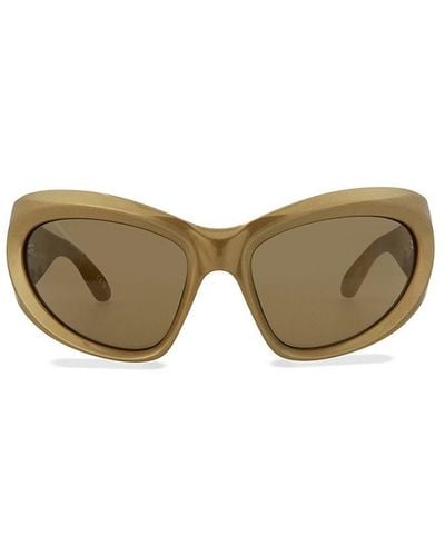 Balenciaga 64mm Shield Sunglasses - Natural