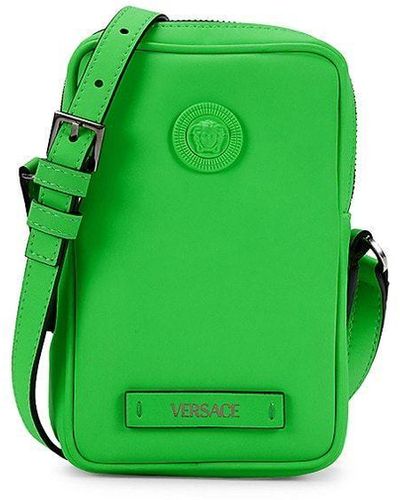 Versace Logo Embossed Crossbody Bag - Green