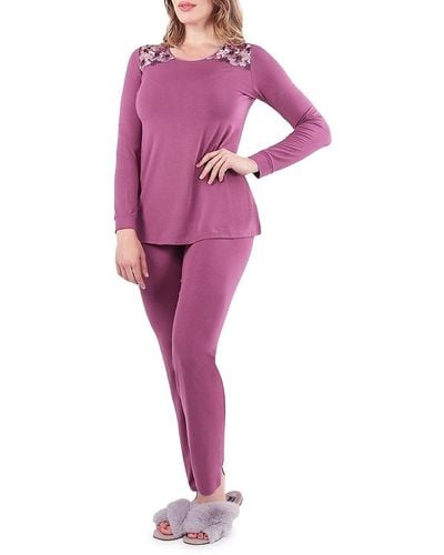 Memoi 2-piece Modal Blend Pajama Set - Pink