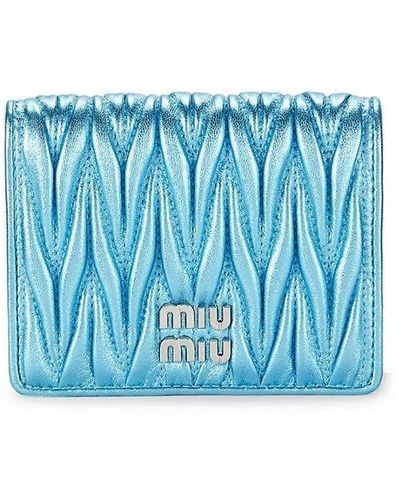 Miu Miu Matelassé Leather Bifold Wallet - Blue