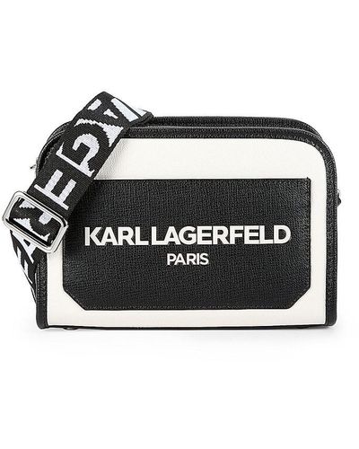 Karl Lagerfeld Two Tone Logo Crossbody Bag - Black