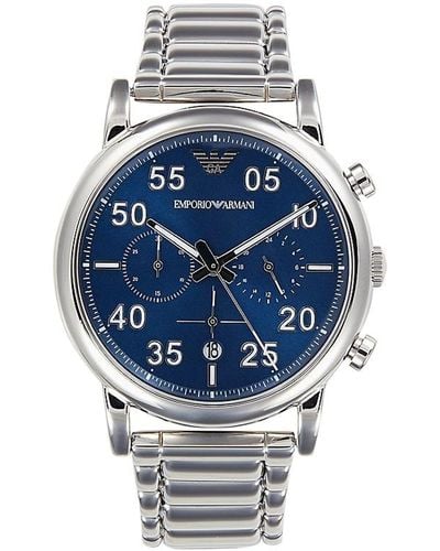 Emporio Armani Stainless Steel Chronograph Bracelet Watch - Blue