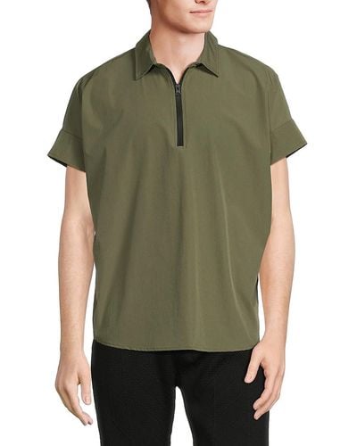 American Stitch Zip Front Polo - Green