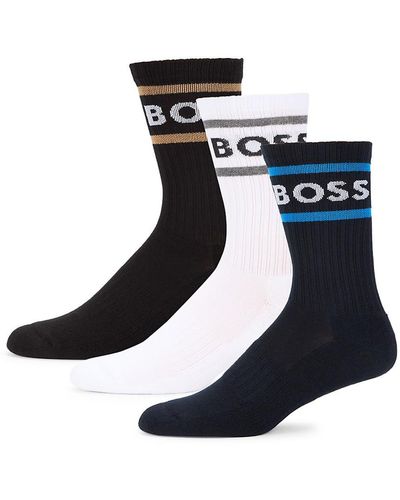 BOSS 3-pack Logo Crew Socks - Black