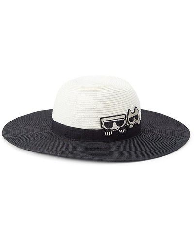 Karl Lagerfeld Peek A Boo Logo Appliqué Sun Hat - Black