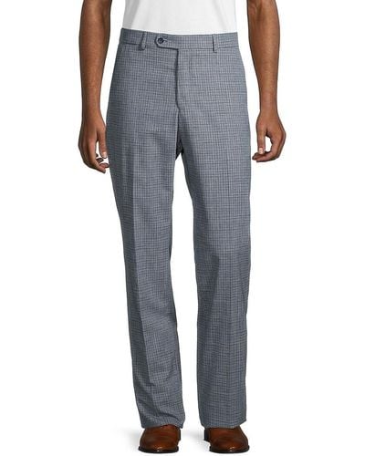 Saks Fifth Avenue Saks Fifth Avenue Wool Blend Micro Check Pants - Gray