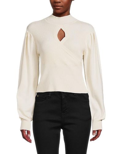 BCBGeneration Ribbed Puff Sleeve Jumper - White