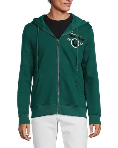 True Religion Logo Graphic Zip Hoodie - Green