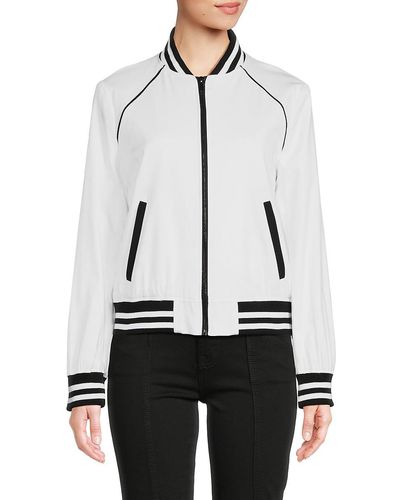 Karl Lagerfeld Contrast Stripe Bomber Jacket - White