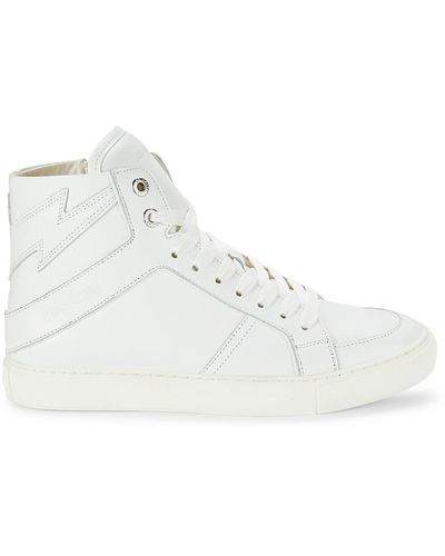 Zadig & Voltaire High Top Leather Trainers - Natural