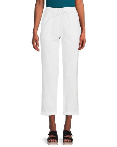 Saks Fifth Avenue Saks Fifth Avenue Linen & Cotton Drawstring Trousers - White