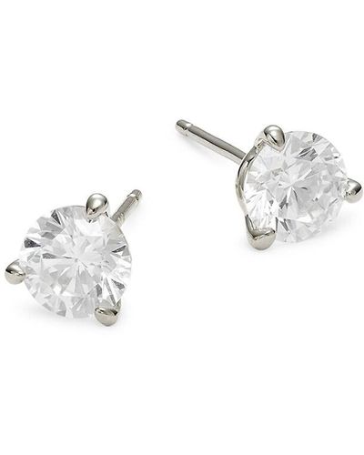 Lafonn Platinum Plated Sterling & Simulated Diamond Stud Earrings - White