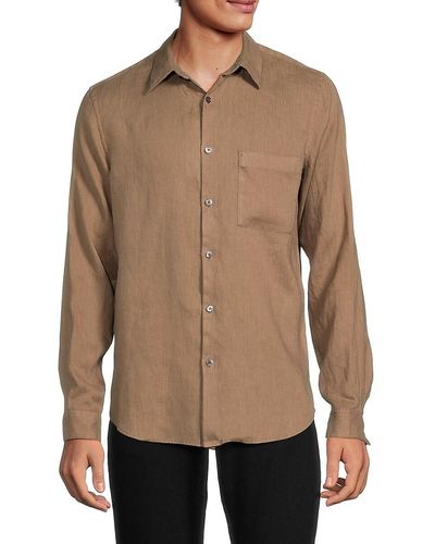 Theory Irving Linen Button Down Shirt - Natural