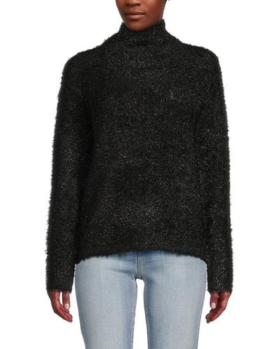 Calvin Klein Highneck Metallic Sweater - Black