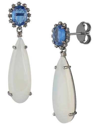 Banji Jewelry Rhodium Plated Sterling & Multi-Stone Drop Earrings - White