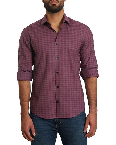 Jared Lang 'Plaid Pima Cotton Blend Shirt - Purple