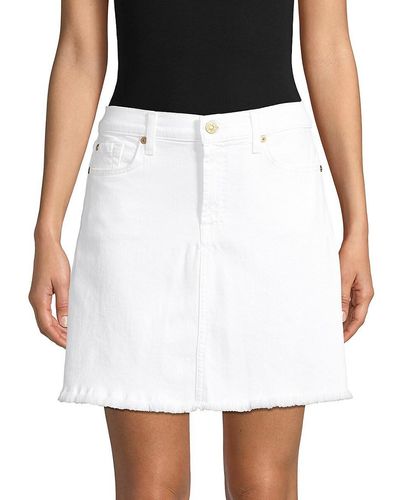 7 For All Mankind Women's Denim A-line Skirt - White - Size 24 (0) - Black