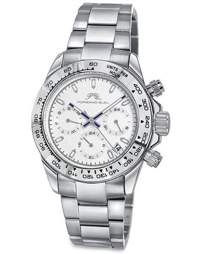 Porsamo Bleu Alexis 37mm Stainless Steel Chronograph Bracelet Watch - White