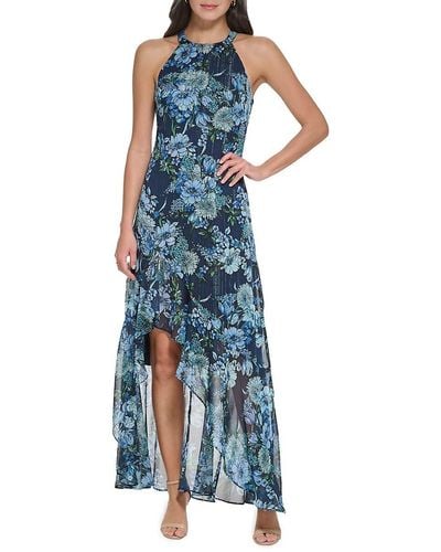 Vince Camuto Floral Chiffon Fit & Flare Maxi Dress - Blue