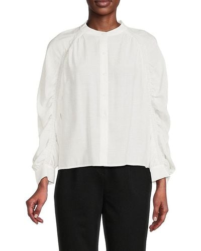 Calvin Klein Ruched Sleeve Blouse - White