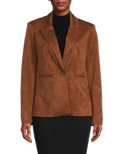 Elie Tahari T Tahari Single Breasted Blazer - Brown