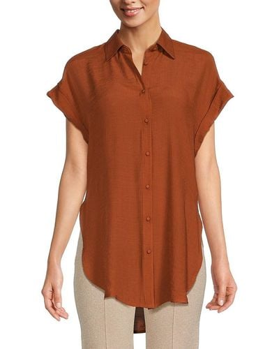 Nanette Lepore Side Slit Shirt - Brown