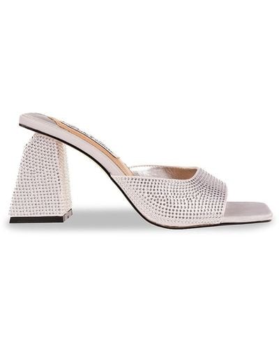 Lady Couture Reese Rhinestone Block Heel Sandals - White