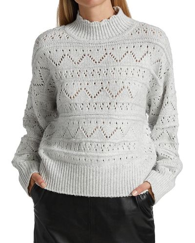 Design History Pointelle Turtleneck Sweater - Gray