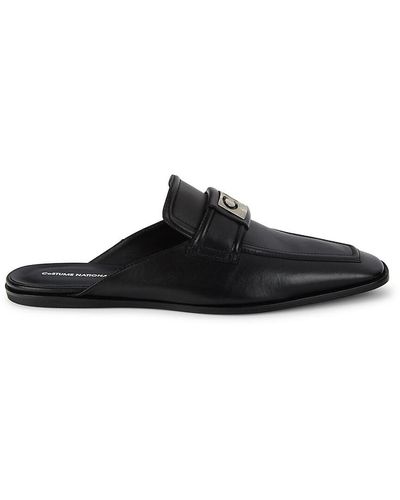 CoSTUME NATIONAL Leather Loafer Mules - Black