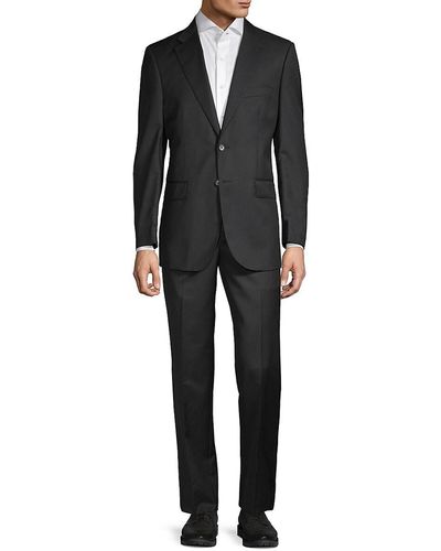 Saks Fifth Avenue Men's Tailored-fit Wool-blend Suit - Black - Size 40 R - Multicolor