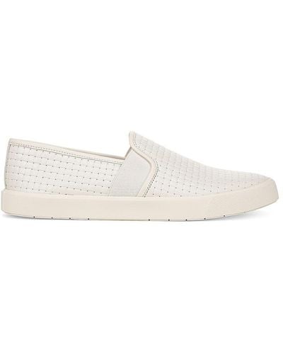 Vince Woven Embossed Leather Slip On Sneakers - White