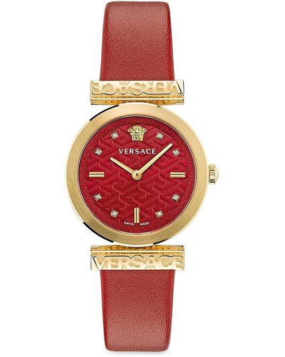 Versace Regalia 34mm Goldtone Stainless Steel & Leather Watch - Red