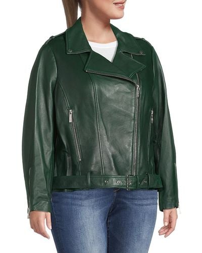 Michael kors olive green leather jacket outlet