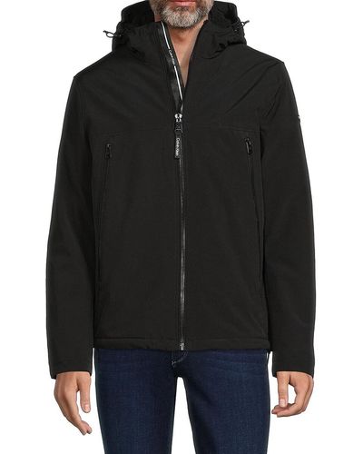 Calvin Klein Faux Fur Lined Hooded Zip Up Jacket - Black