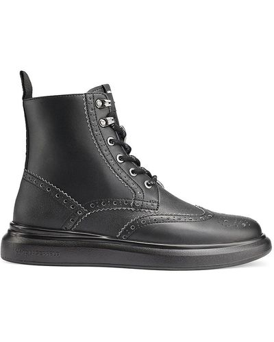 Karl Lagerfeld Wingtip Leather Boots - Black