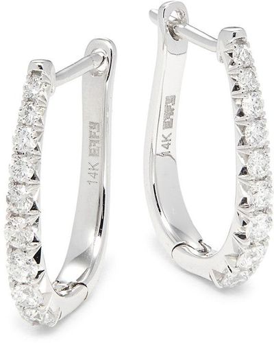 Effy 14k White Gold & Diamond Huggie Earrings