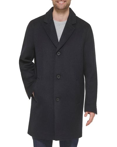 Cole Haan Wool-blend Notch Collar Coat - Black